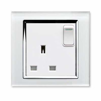 Retrotouch Crystal 1-Gang TV Coaxial Socket Tru White Glass
